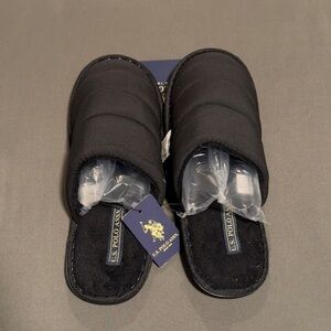 U.S. Polo Assn. Black Quilted Slide Sandals